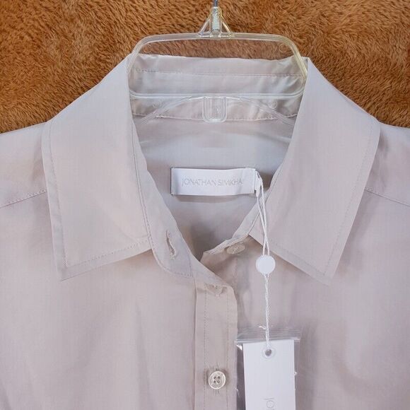 JONATHAN SIMKHAI Womens Shirt Dress Size 0 Tan Mini Cut Out Lightweight SHAELYN - Picture 5 of 12